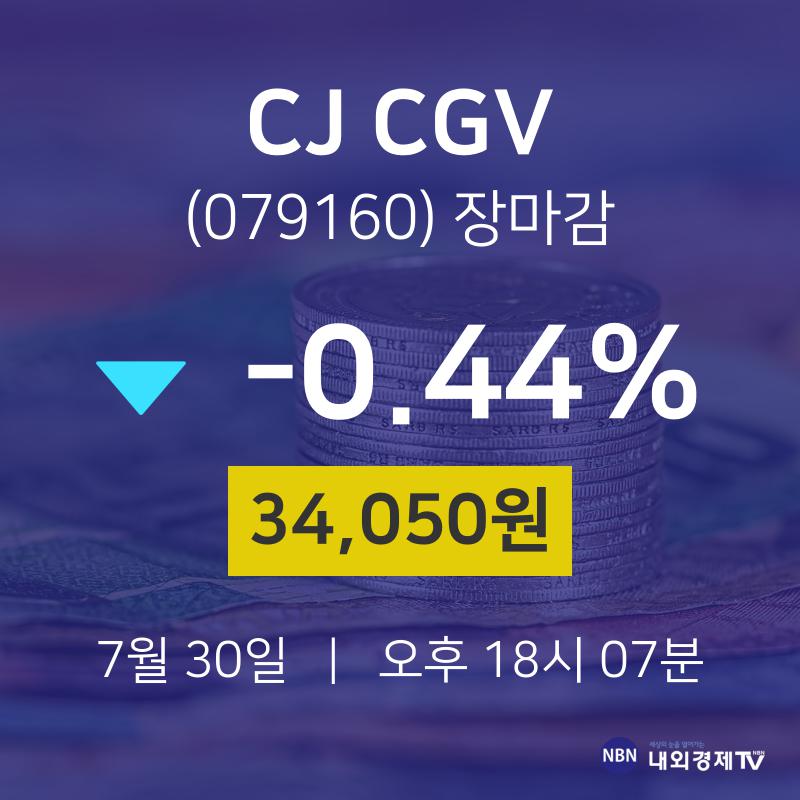 [특징주분석 주가정보] 7월 30일 CJ CGV 34050원으로 장 마감