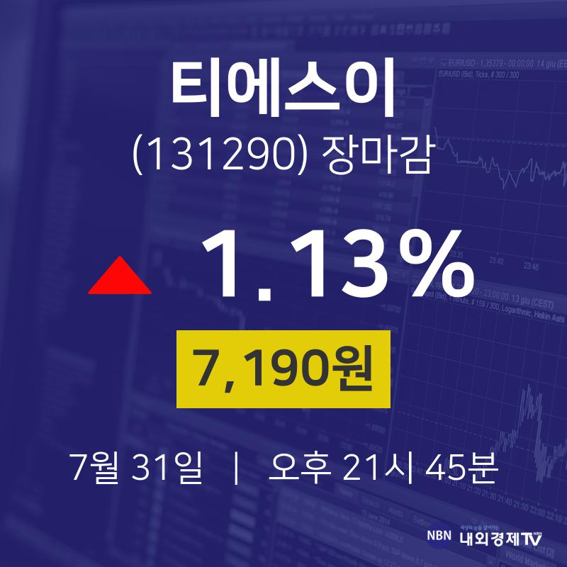 [특징주 매매동향] 7월 31일 티에스이 7190원으로 장 마감