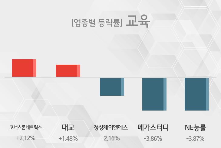 [교육 테마종목 종가] 코너스톤네트웍스,대교 등이 주도...