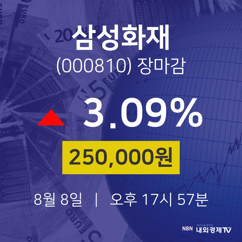 [특징주 주가정보] 8월 8일 삼성화재 250000원으로 장 마감