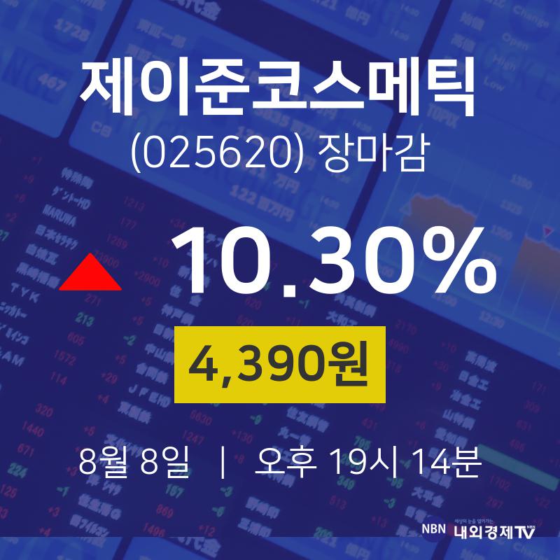 [인기종목 종목정보]  8일 제이준코스메틱 마감증시 4390원...