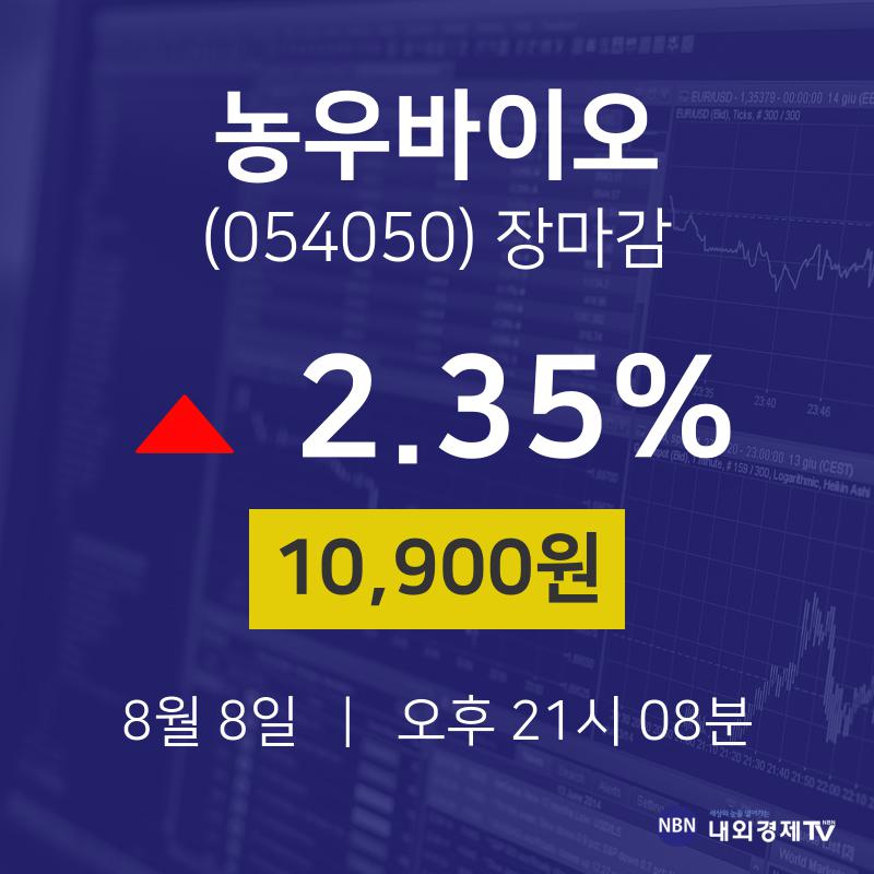 [특징주 주가정보]  8일 농우바이오 마감증시 10900원...