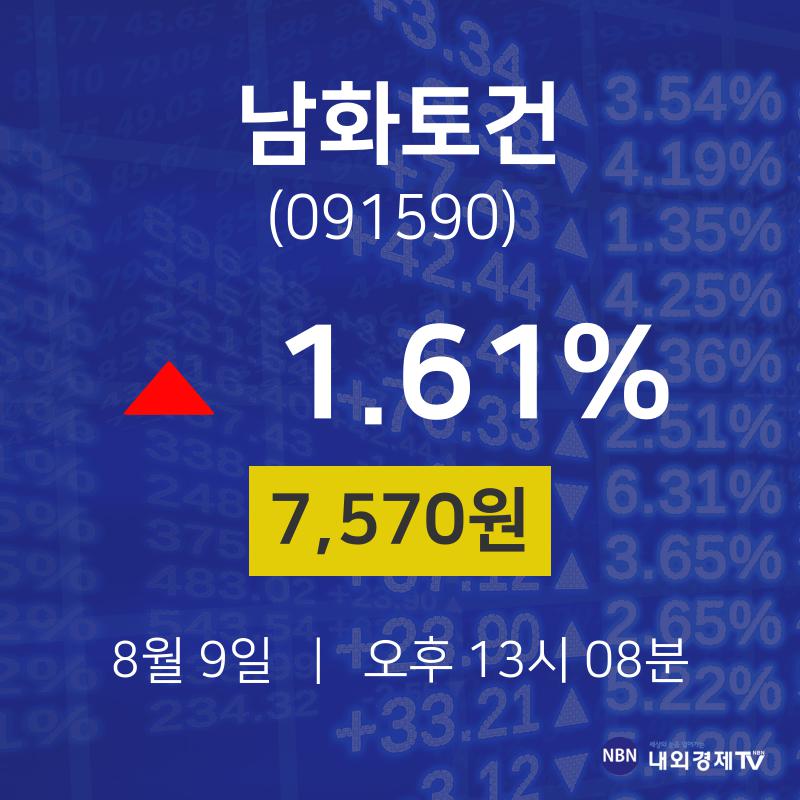 남화토건금일증시  9일  현재 7570원 