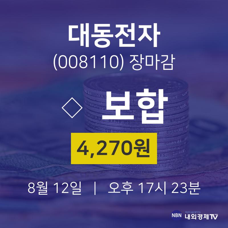 [인기종목 종목정보] 8월 12일 대동전자 4270원으로 장 마감
