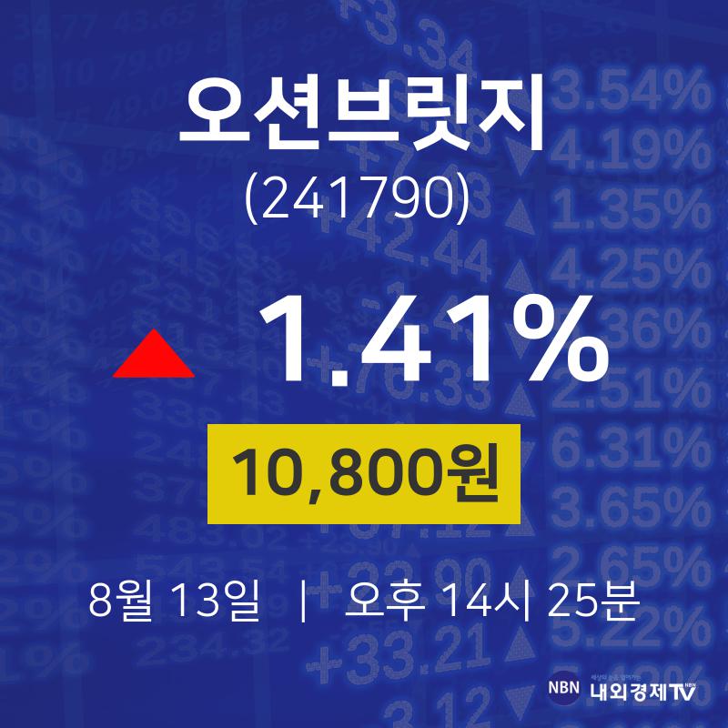 주식시세현황 오션브릿지 주가 13일  현재 10800원 
