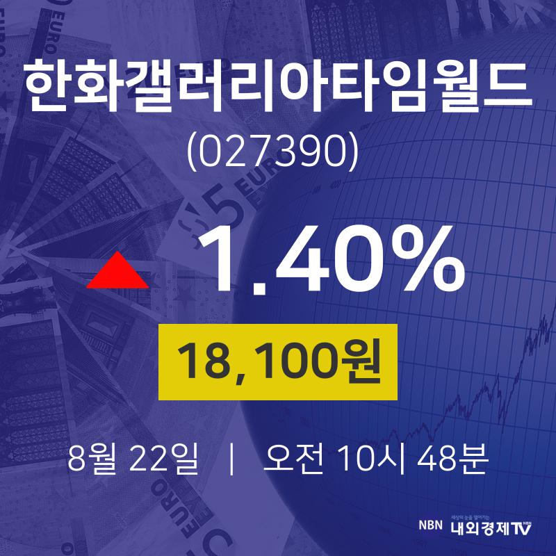 8월 22일 한화갤러리아타임월드 주식현재가 1.40% 18100원 