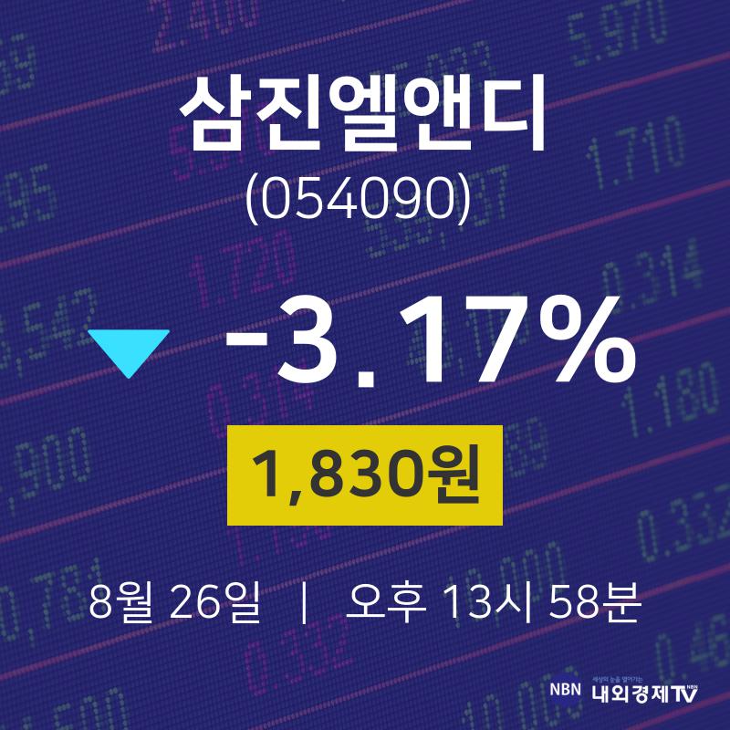 오늘주식 삼진엘앤디 주가 26일  현재 1830원 