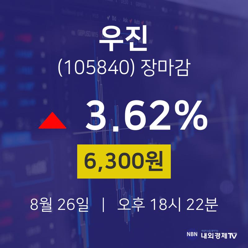 [특징주 종목정보]  26일 우진 마감증시 6300원...