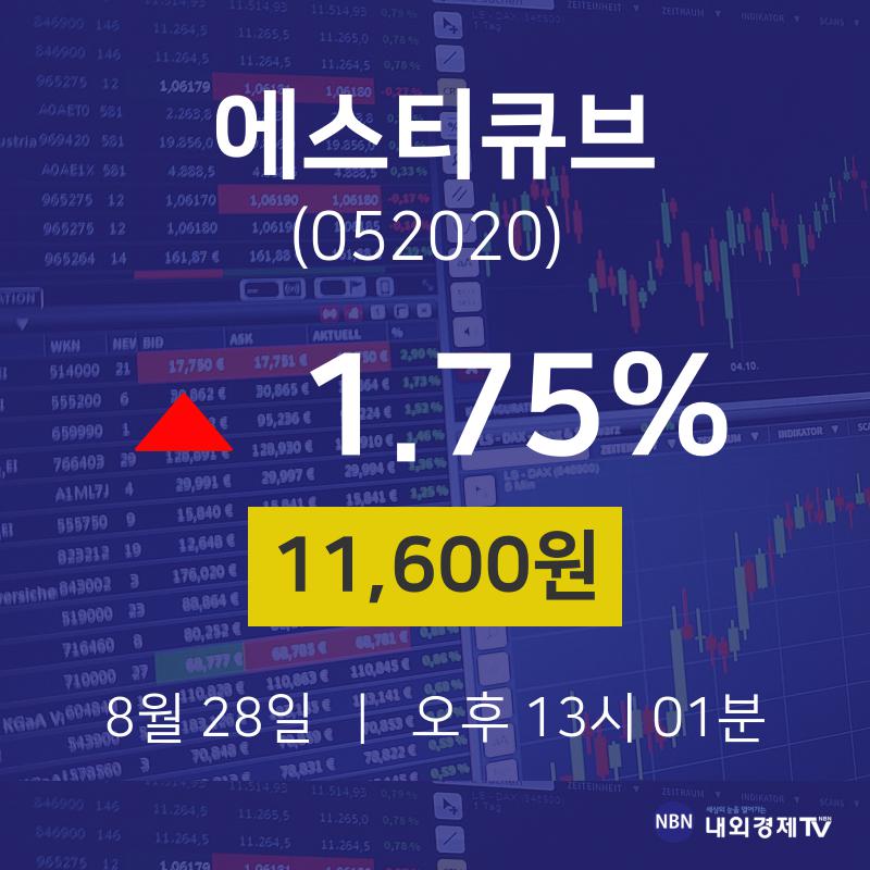 주식현황 에스티큐브 주가 28일  현재 11600원
