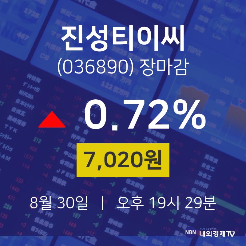 [특징주분석 종목정보] 8월 30일 진성티이씨 7020원으로 장 마감