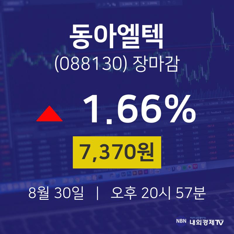 [상장주 주식시세] 8월 30일 동아엘텍 7370원으로 장 마감
