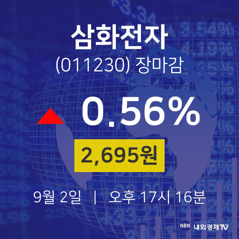 [인기종목 주가정보] 9월 2일 삼화전자 2695원으로 장 마감