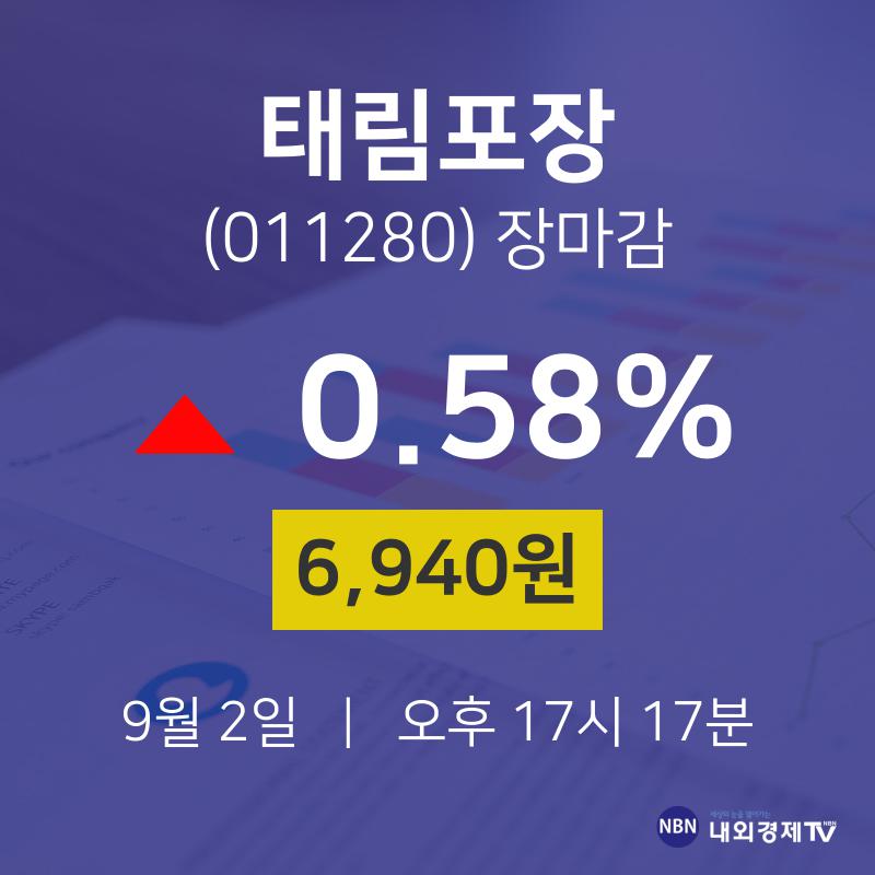 [특징주 매매동향]  2일 태림포장 마감증시 6940원...