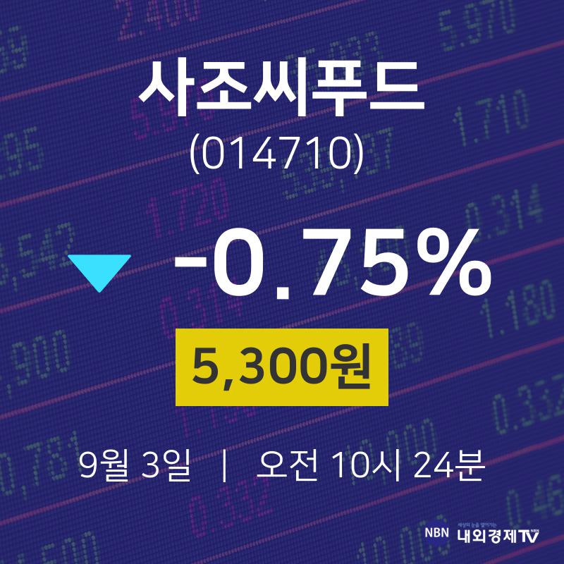 오늘주식 사조씨푸드 주가 3일  현재 5300원