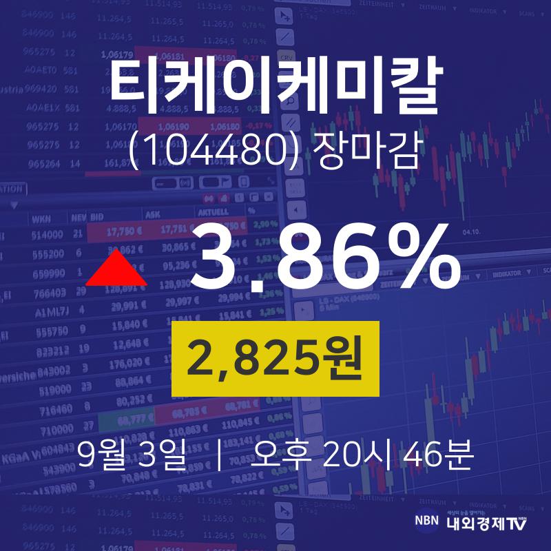 [특징주분석 주가정보]  3일 티케이케미칼 마감증시 2825원...