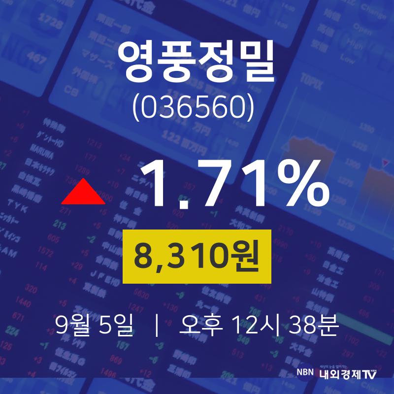 주식그래프 영풍정밀 주가 5일  현재 8310원