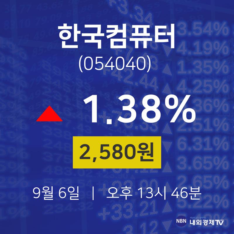 오늘주식장 한국컴퓨터 주가 6일  현재 2580원