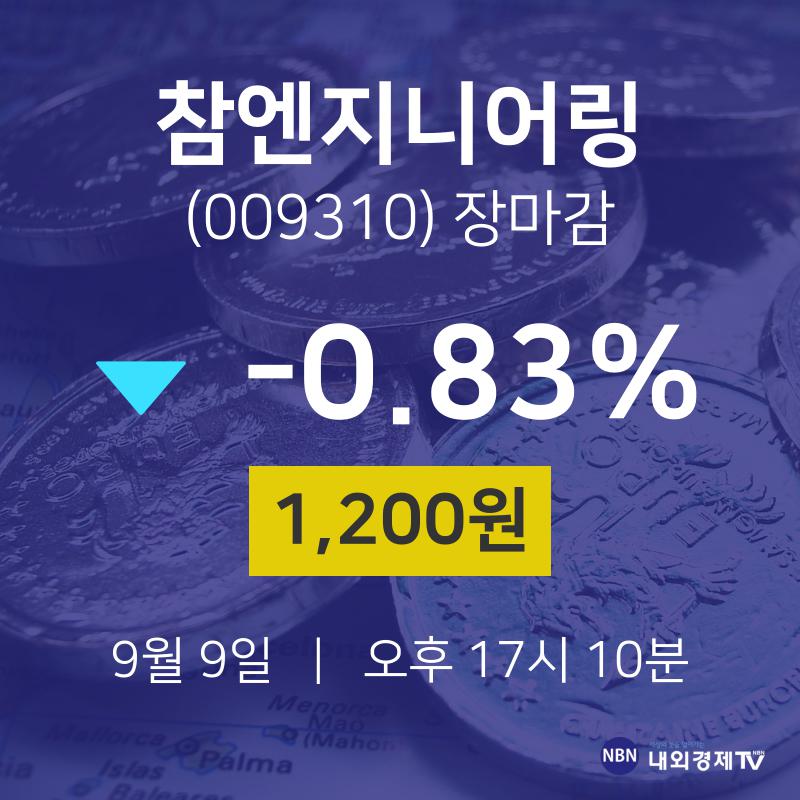 [인기주분석 종목정보] 9월 9일 참엔지니어링 1200원으로 장 마감