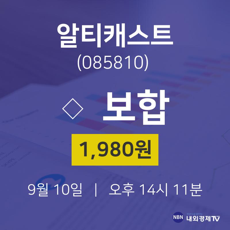 주가그래프 알티캐스트 주가 10일  현재 1980원