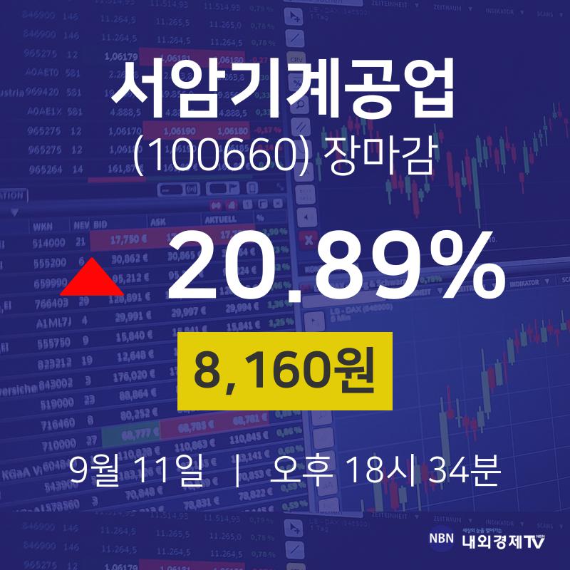[특징주분석 주가정보]  11일 서암기계공업 마감증시 8160원...