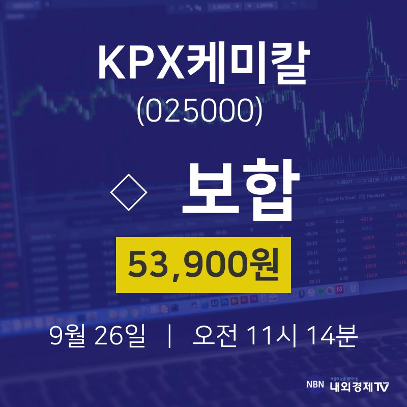 증권플러스 KPX케미칼 주가 26일  현재 53900원