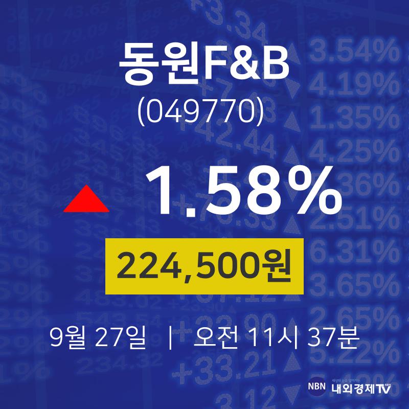 동원F&B주식장  27일  현재 224500원
