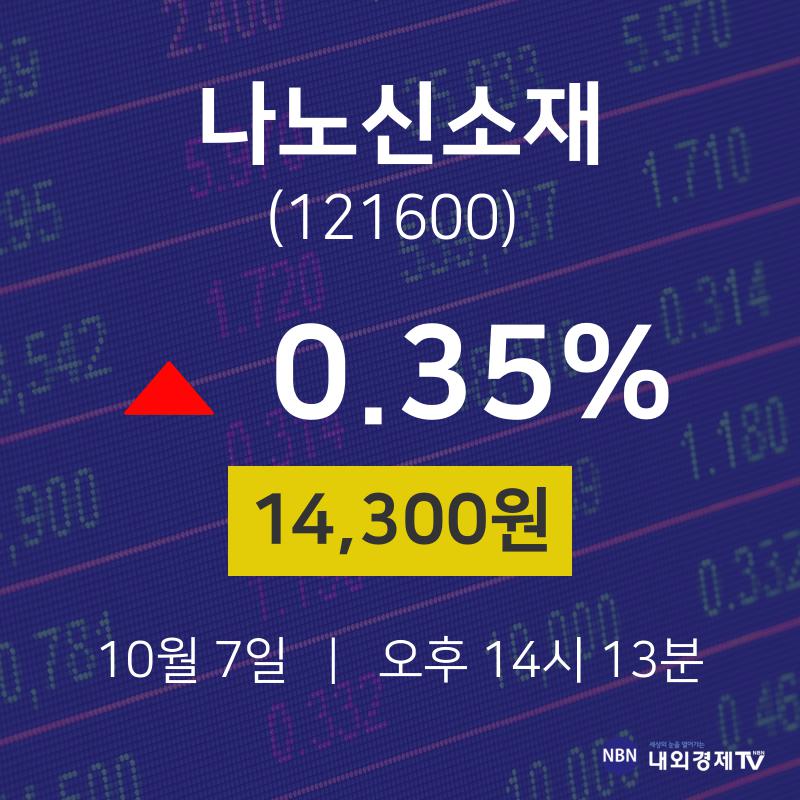 주식현황 나노신소재 주가 7일  현재 14300원