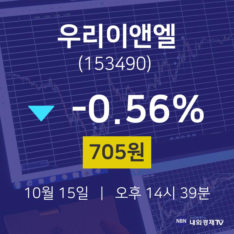 주식종목 우리이앤엘 주가 15일  현재 705원