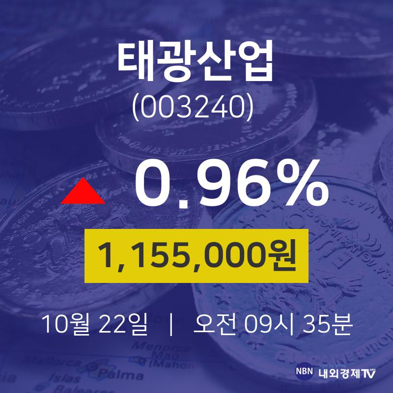 오늘주식장 태광산업 주가 22일  현재 1155000원