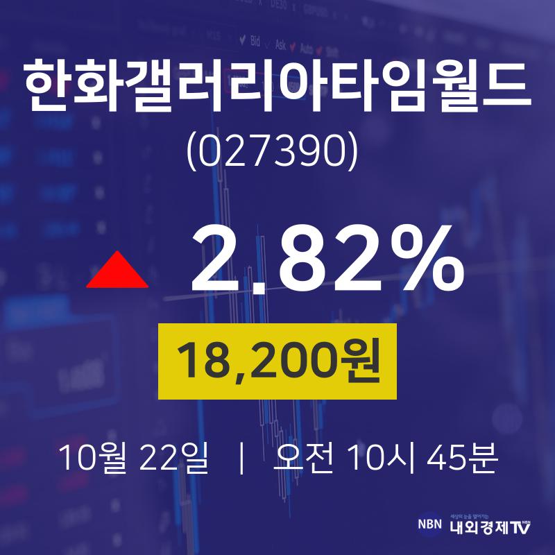 투자주식 한화갤러리아타임월드 주가 22일  현재 18200원