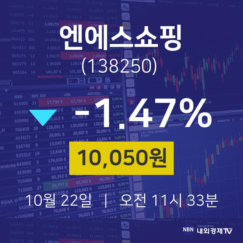 증권투자 엔에스쇼핑 주가 22일  현재 10050원