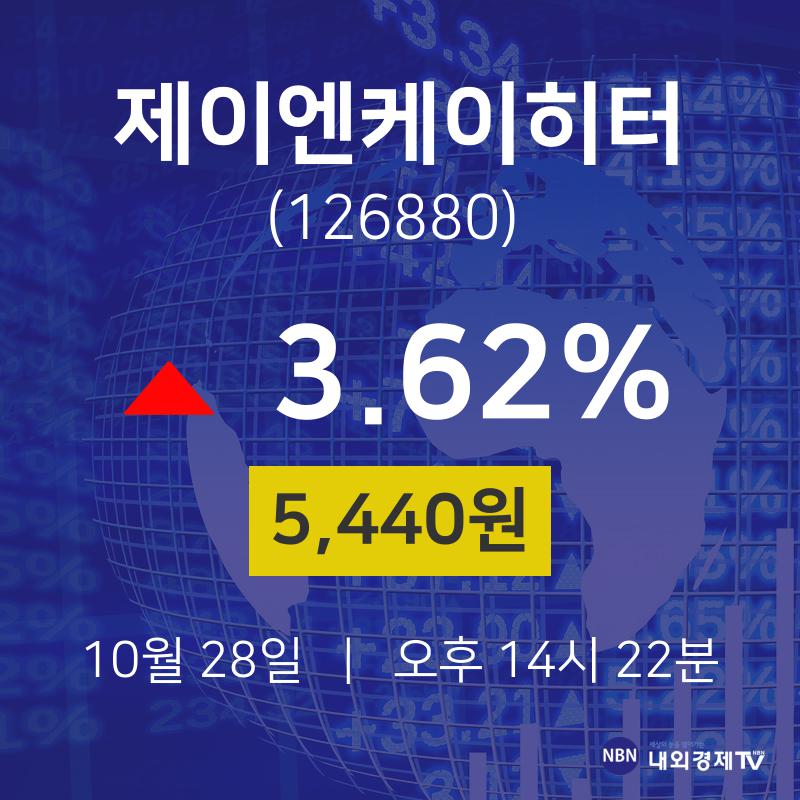 배당주식 제이엔케이히터 주가 28일  현재 5440원