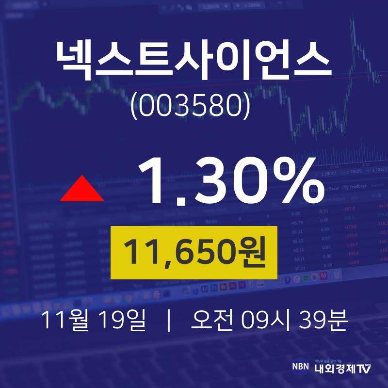 주식종목시세 넥스트사이언스 주가 19일  현재 11650원