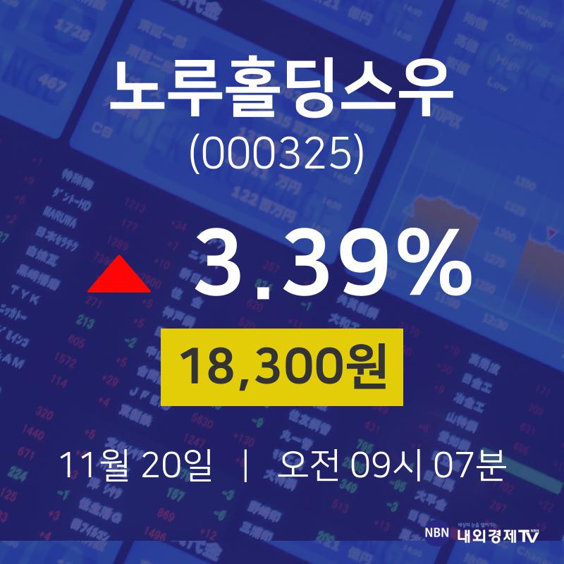 11월 20일 노루홀딩스우 주식종목검색 3.39% 18300원