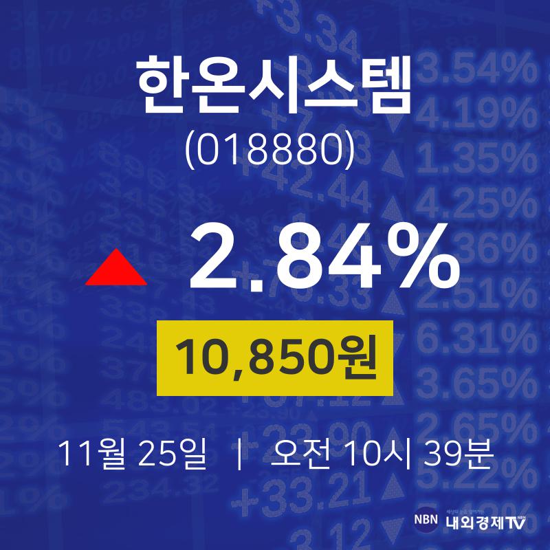 주식시세현황 한온시스템 주가 25일  현재 10850원