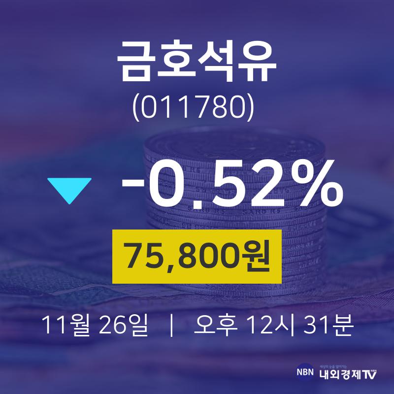 오늘주식시세 금호석유 주가 26일  현재 75800원