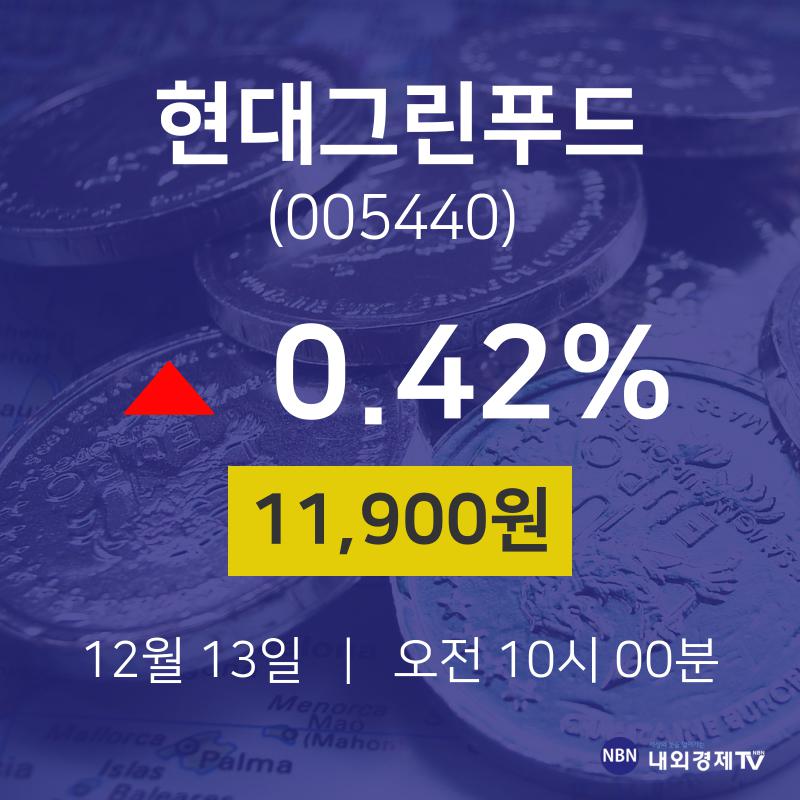 증권투자 현대그린푸드 주가 13일  현재 11900원