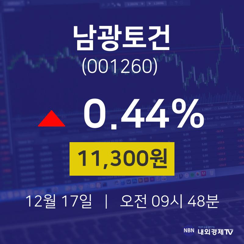배당주식 남광토건 주가 17일  현재 11300원