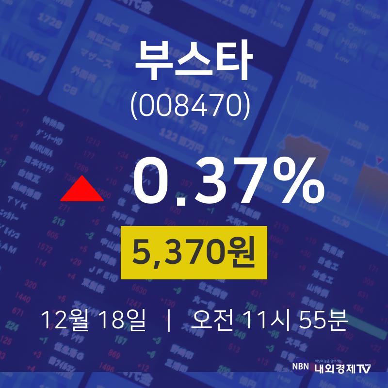 주가차트 부스타 주가 18일  현재 5370원