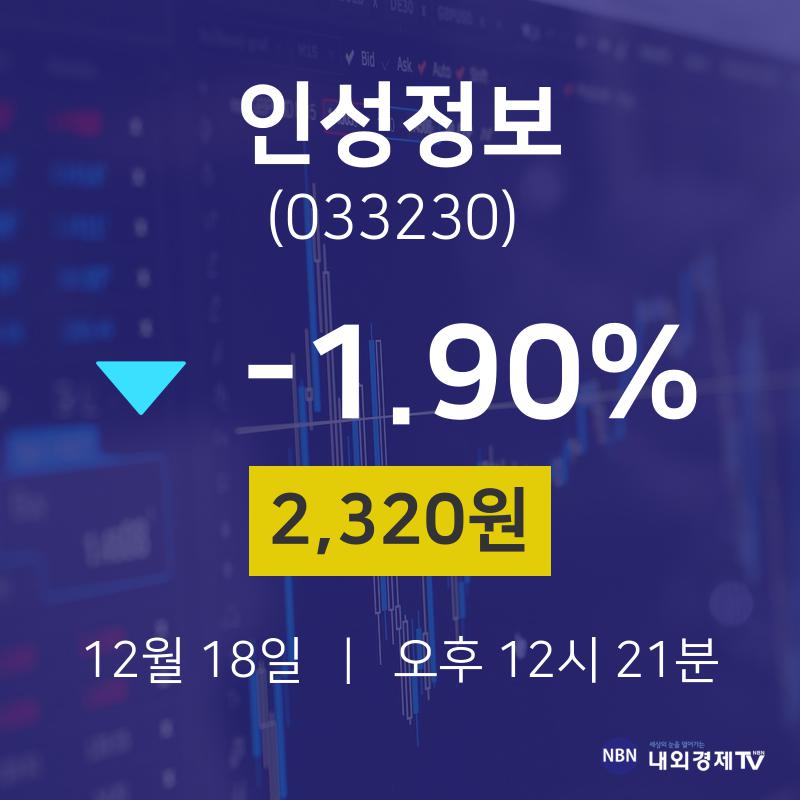 주식종목검색 인성정보 주가 18일  현재 2320원