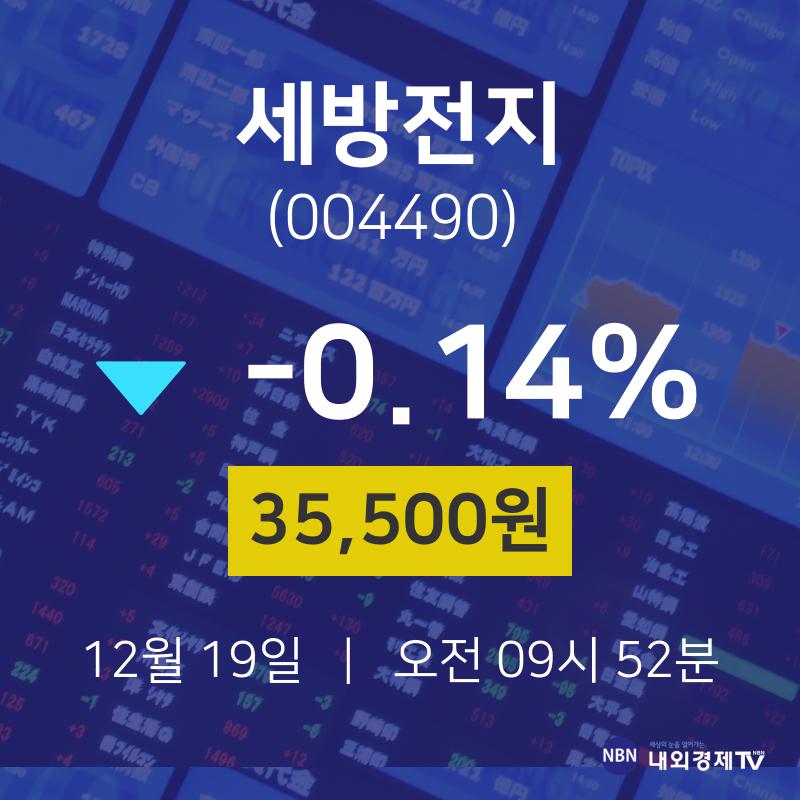 세방전지주식현재가  19일  현재 35500원