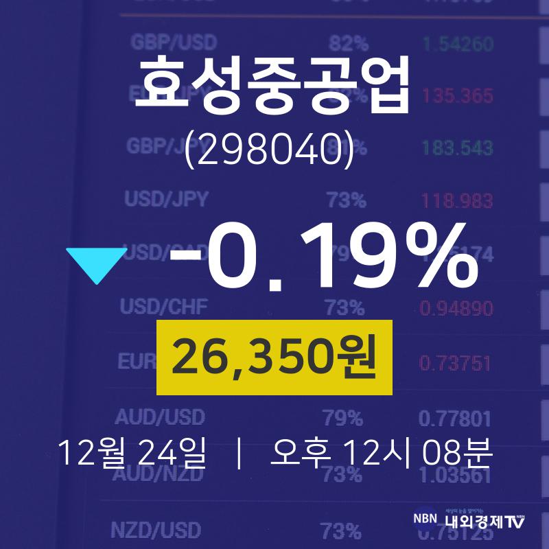 오늘증권시세 효성중공업 주가 24일  현재 26350원