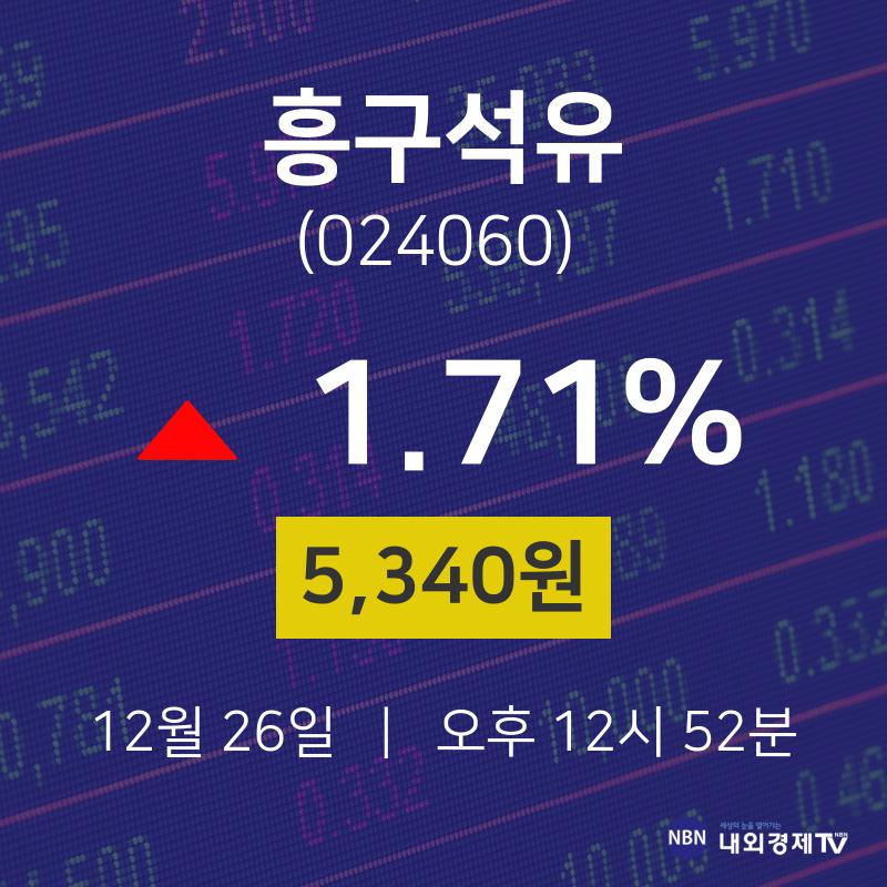 12월 26일 흥구석유 주식증권 1.71% 5340원