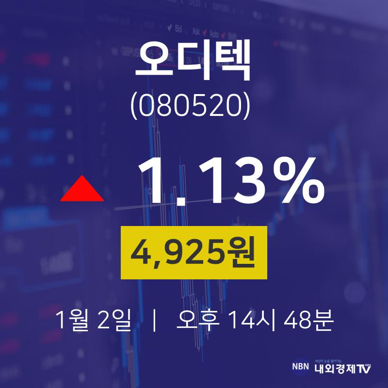 오늘주식시세 오디텍 주가 2일  현재 4925원