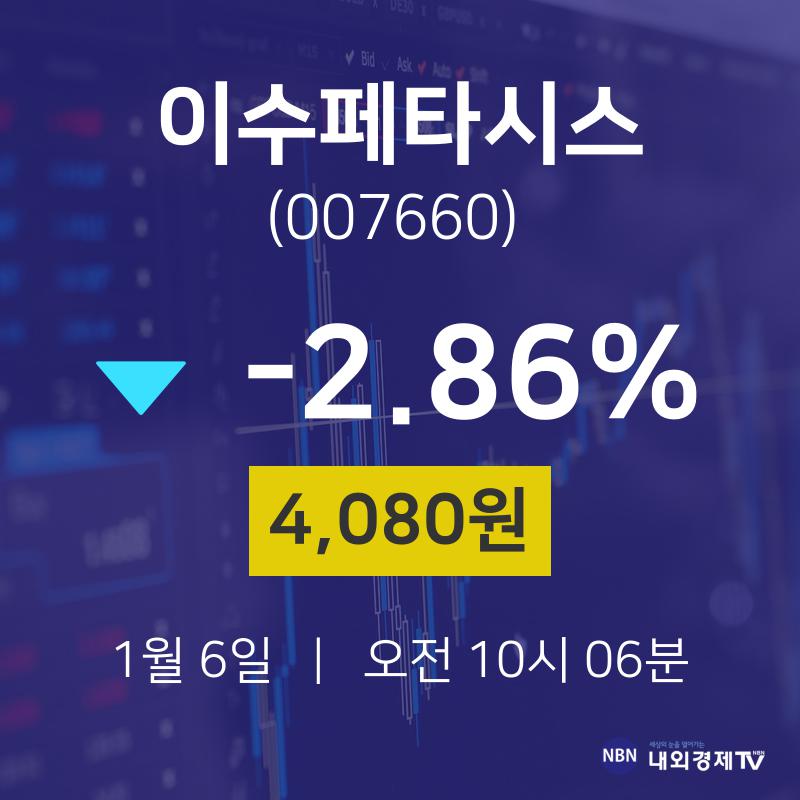 오늘주식시장 이수페타시스 주가 6일  현재 4080원