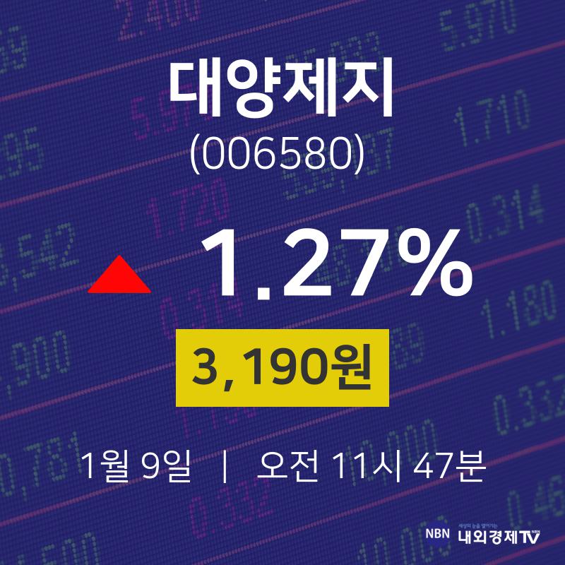 1월 9일 대양제지 증권주식 3190원  1.27%