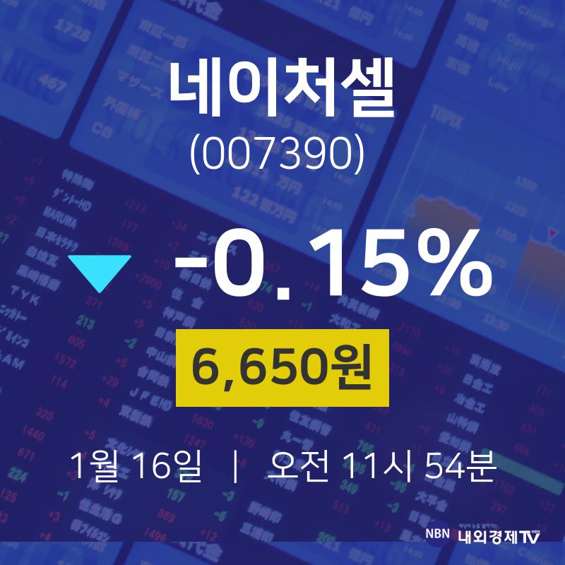 오늘주식 네이처셀 주가 16일  현재 6,650원