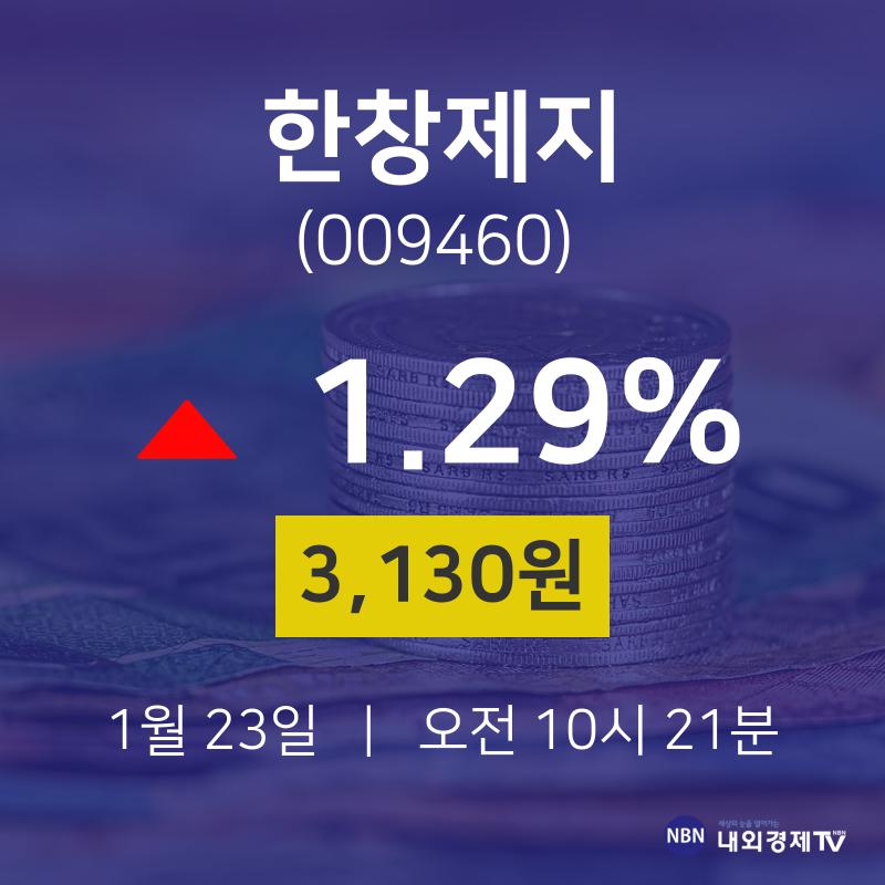 한창제지주가그래프  23일  현재 3,130원