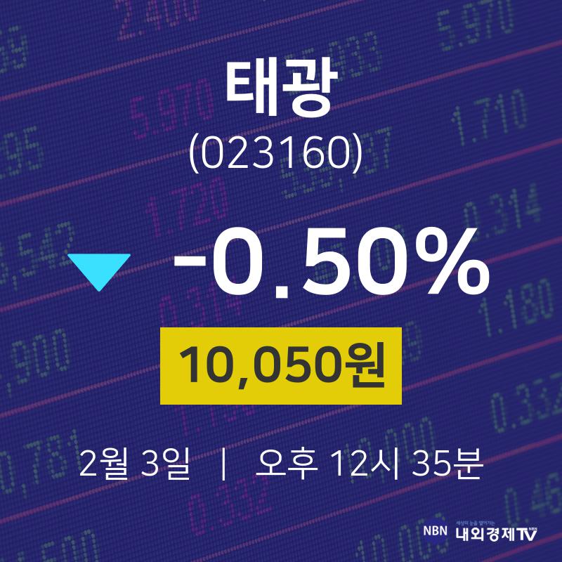 2월 3일 태광 주식종목시세 -0.50% 10,050원