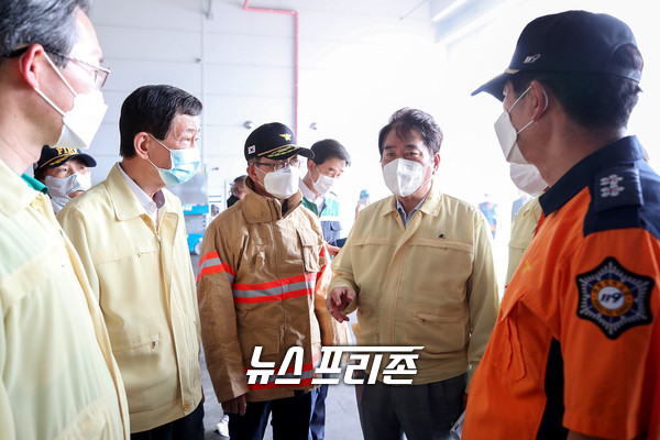 백군기 용인시장, 양지 물류창고 화재..다각적 지원 추진